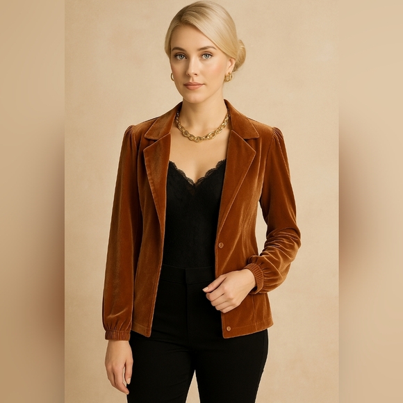 NWT Sophie Rue Leather Red Velvet Blazer Jacket – Size XS - Picture 10 of 11